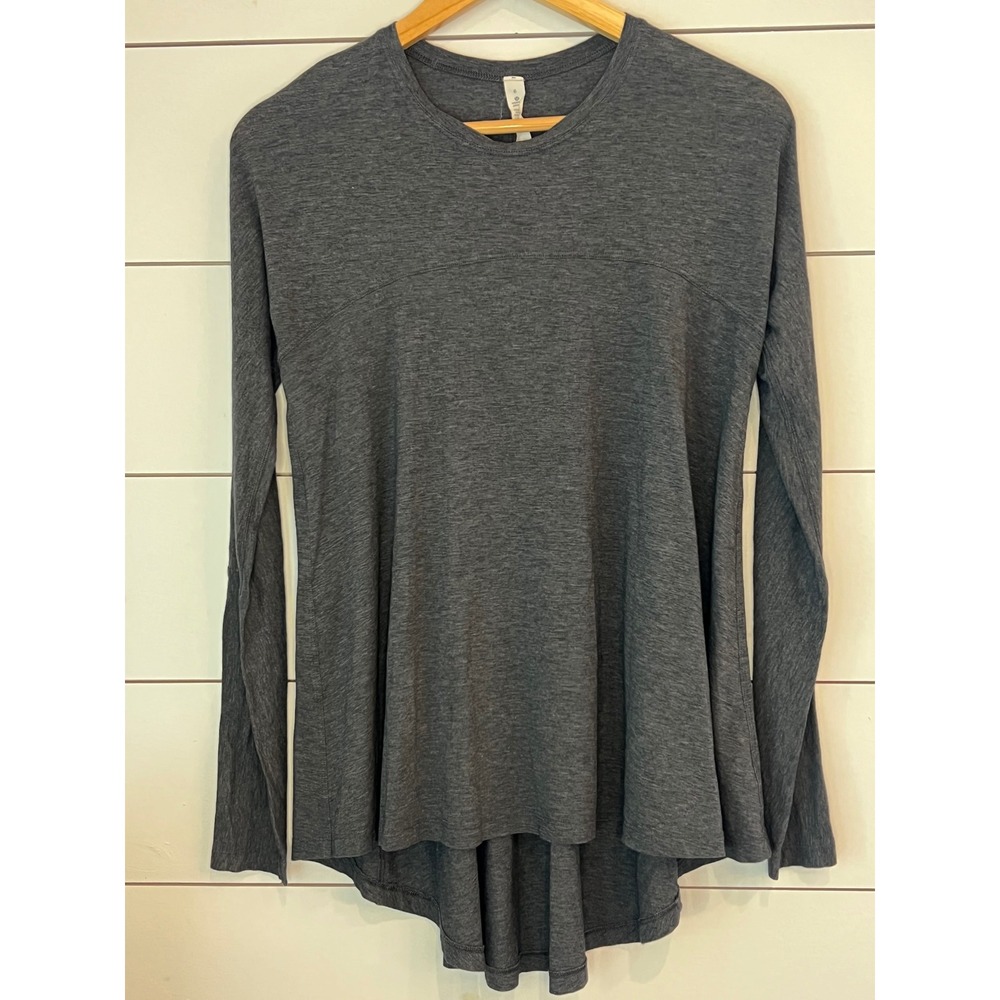 Lululemon Gray Heather Long Sleeve High Low Hem Flowy yoga Top Size 6